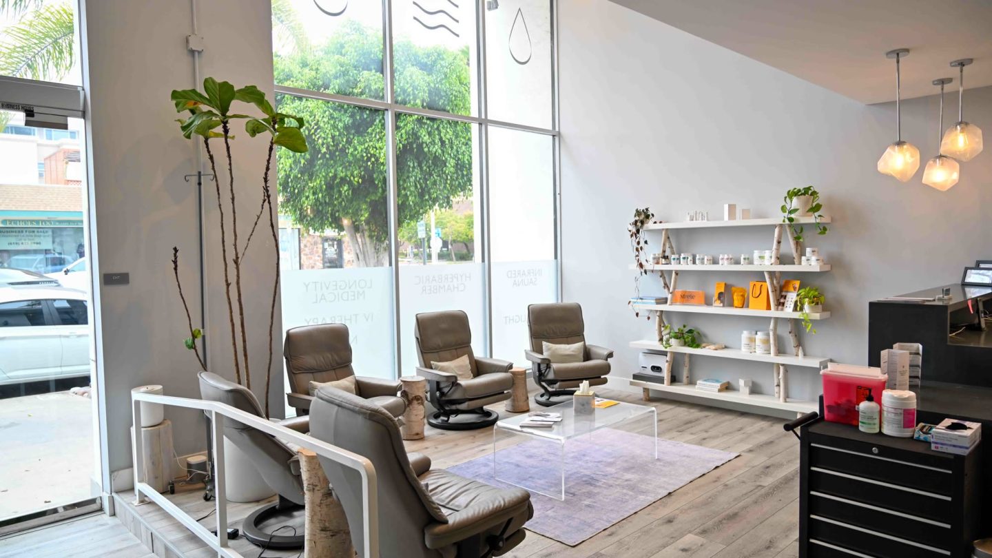 Front office and hallway of the SDBody La Jolla clinic on Fay Ave